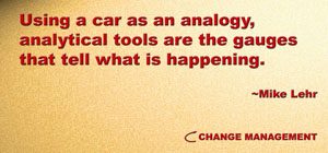 Analytical tools for change management help one gauge the progress of the change effort.